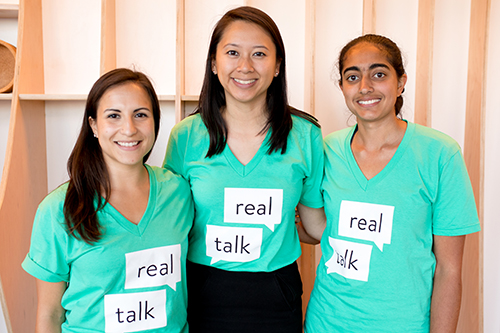 Liz Chen (center) and Vichi Jagannathan (right) along with fellow co-founder Cristina Leos