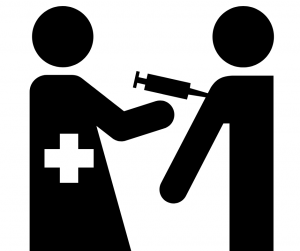 illustration of a nurse giving an injection to a patient